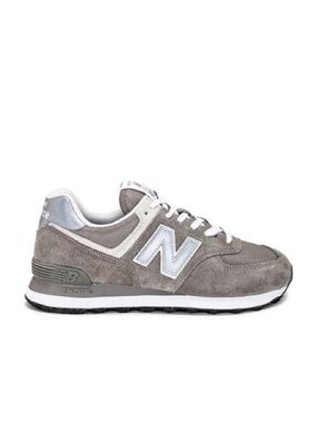 New Balance Gray Suede Low-Top Sneaker with Silver Accents